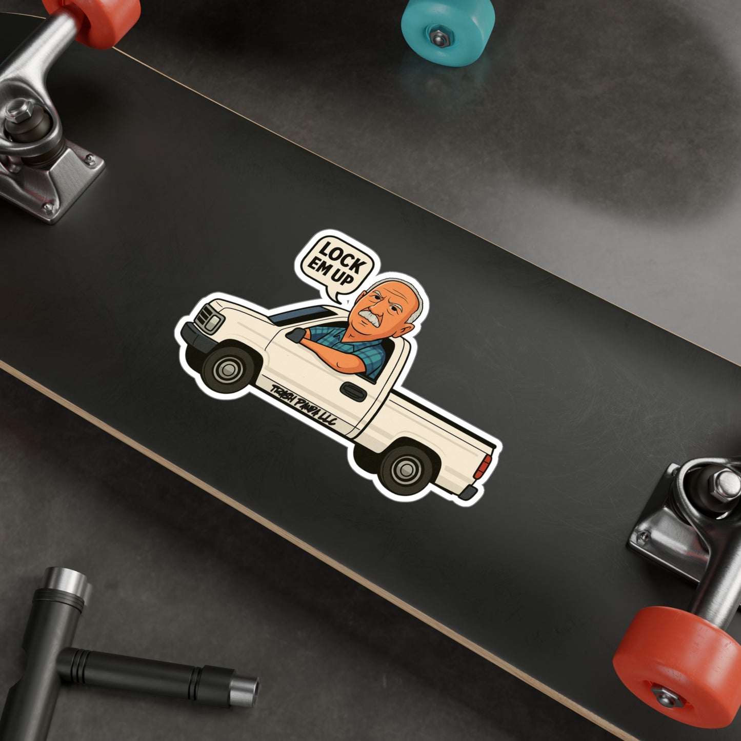 Angry Grandpa Lock Em Up Truck Vinyl Decal