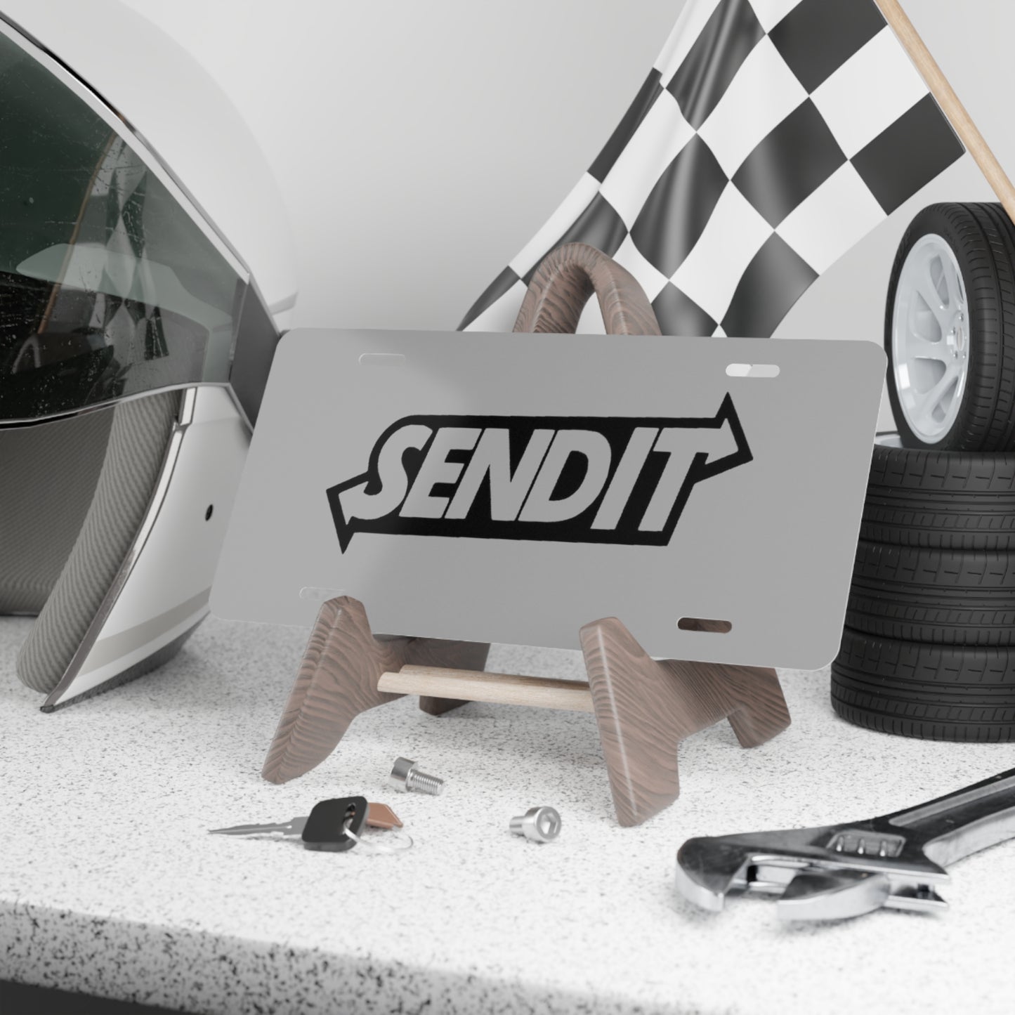 Send It Grey Vanity Plate