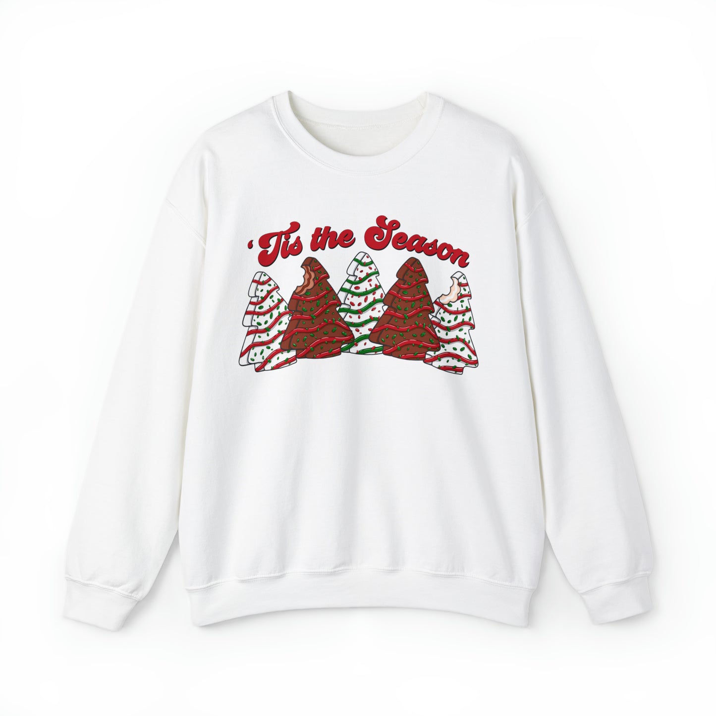 Tis The Season Christmas Tree Cake Sweatshirt Unisex Heavy Blend™ Crewneck Sweatshirt