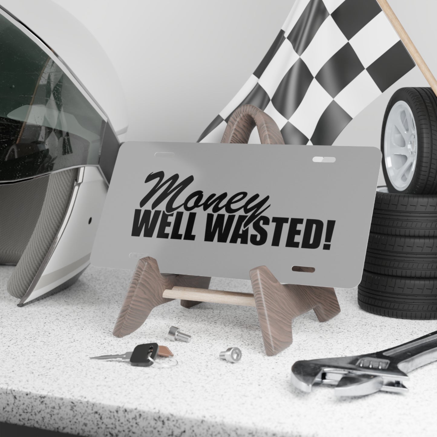 Money Well Wasted Grey Vanity Plate