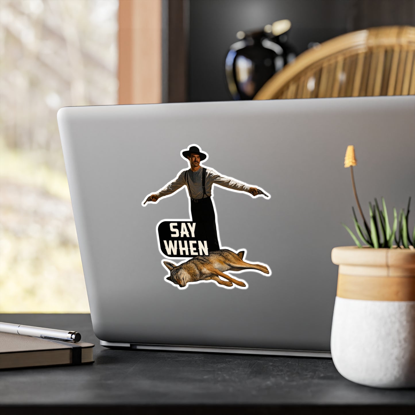 Say When Doc Holiday Coyote Vinyl Decal