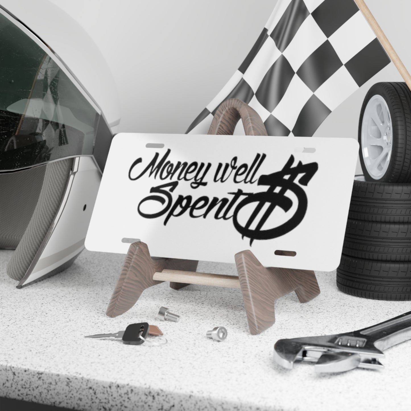 Money Well Spent White Vanity Plate