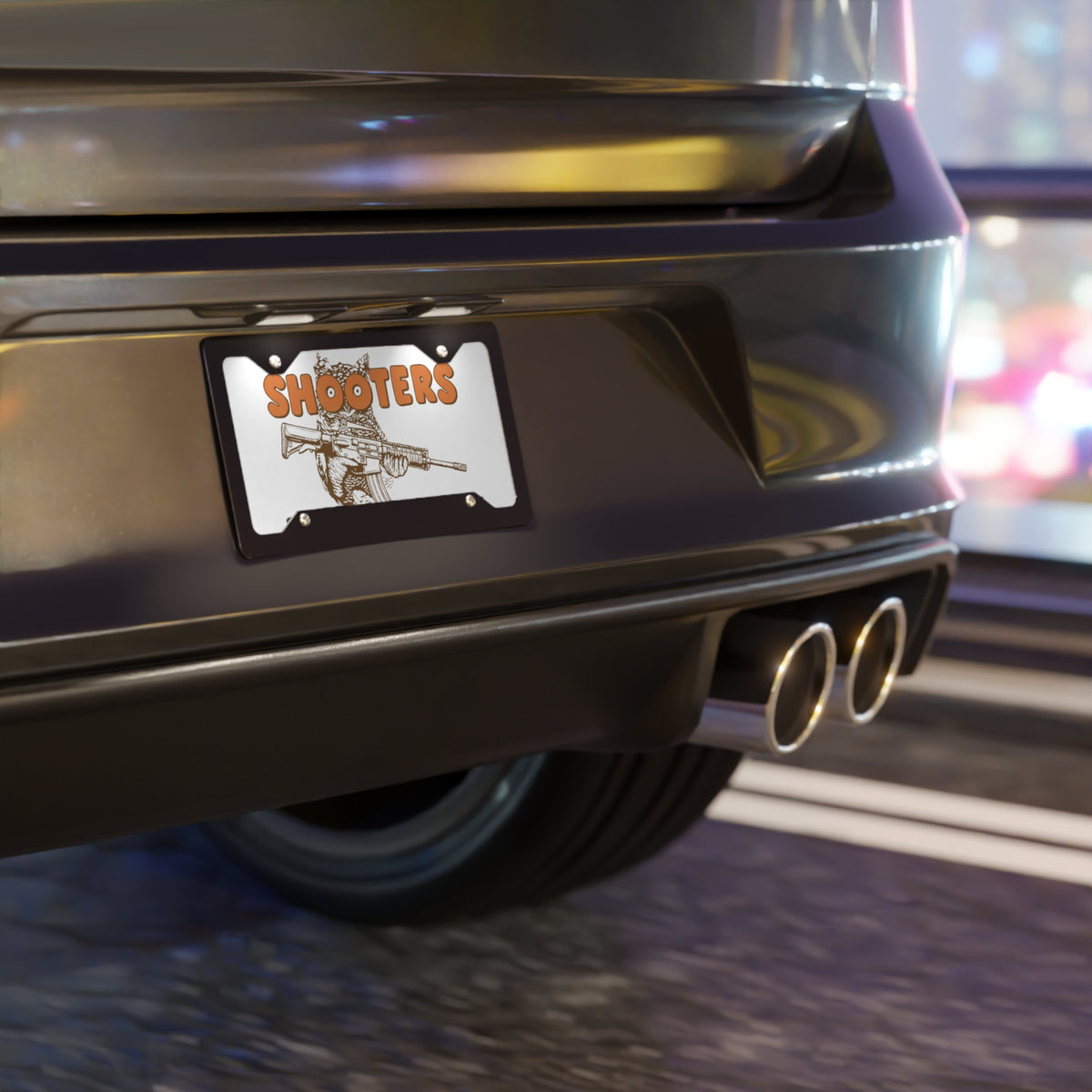 Shooters White Vanity Plate