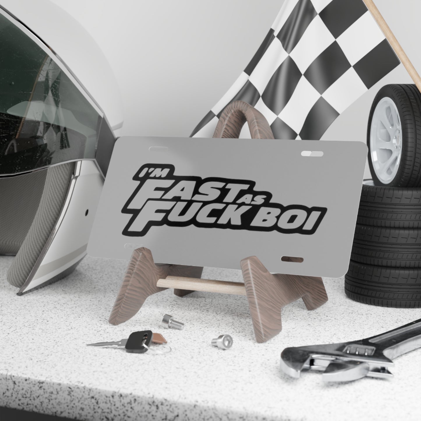 Fast As F*ck Grey Vanity Plate