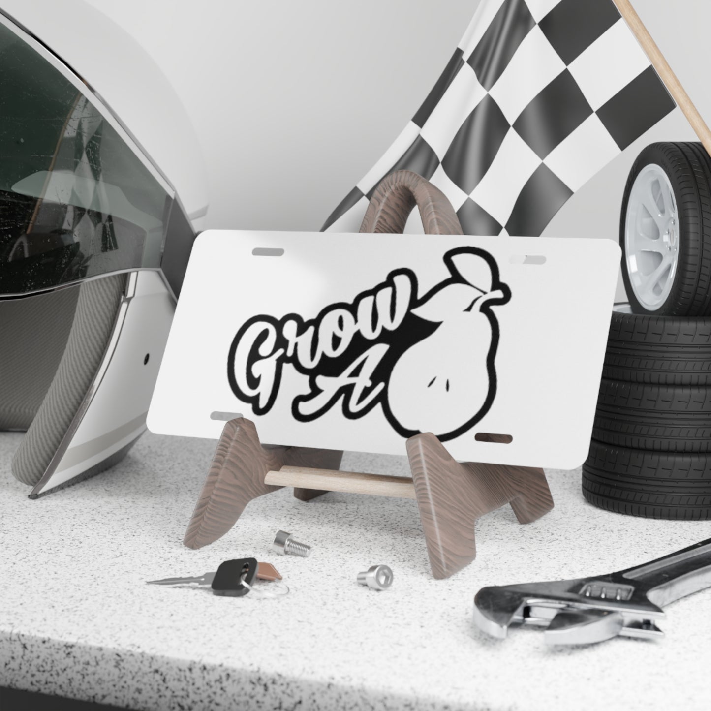 Grow A Pair White Vanity Plate