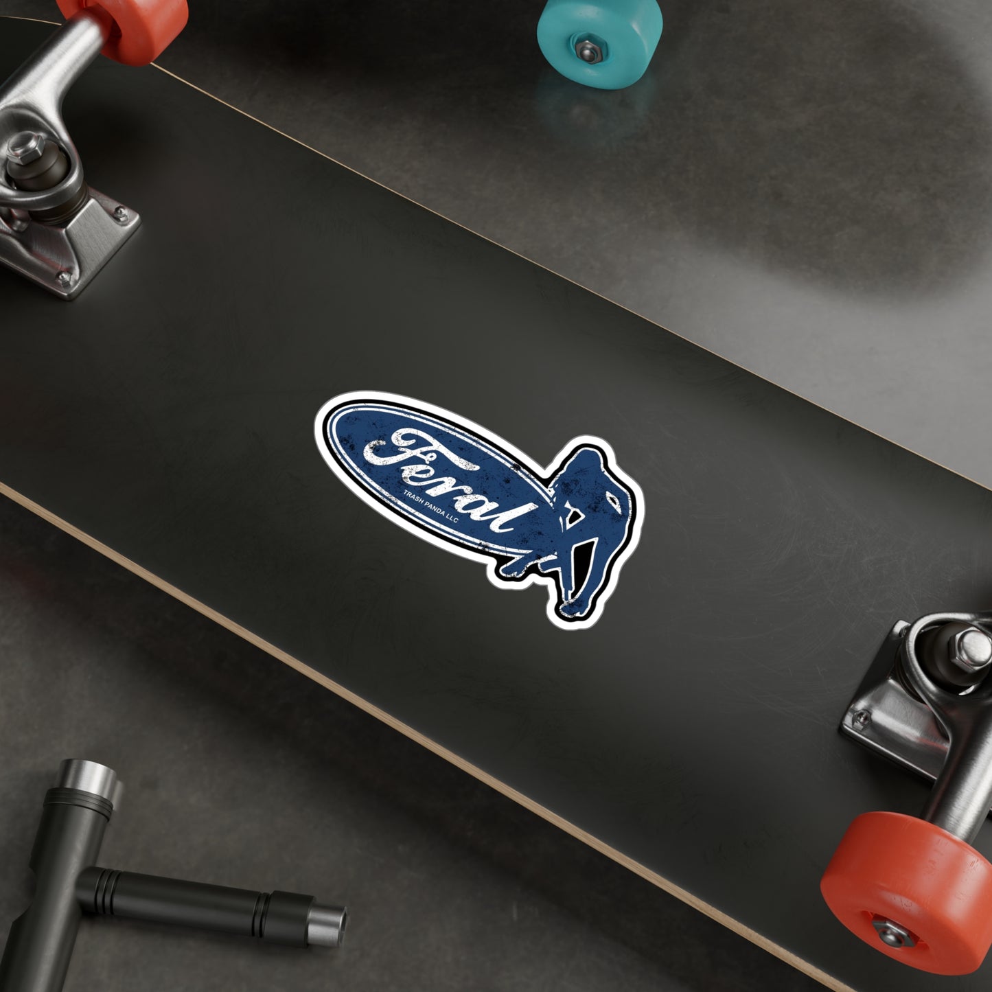 Feral Blue Oval Vinyl Decals