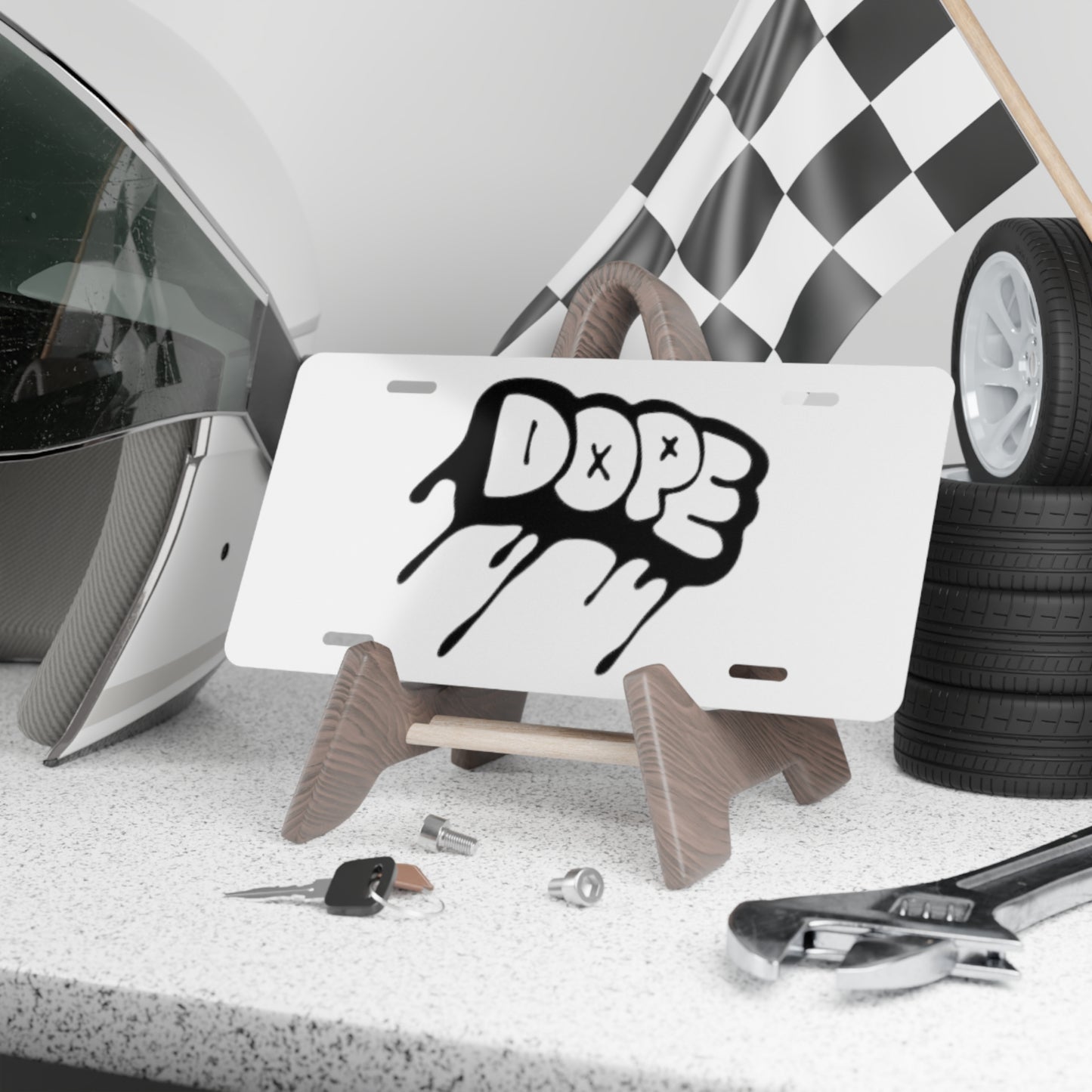 DOPE White Vanity Plate