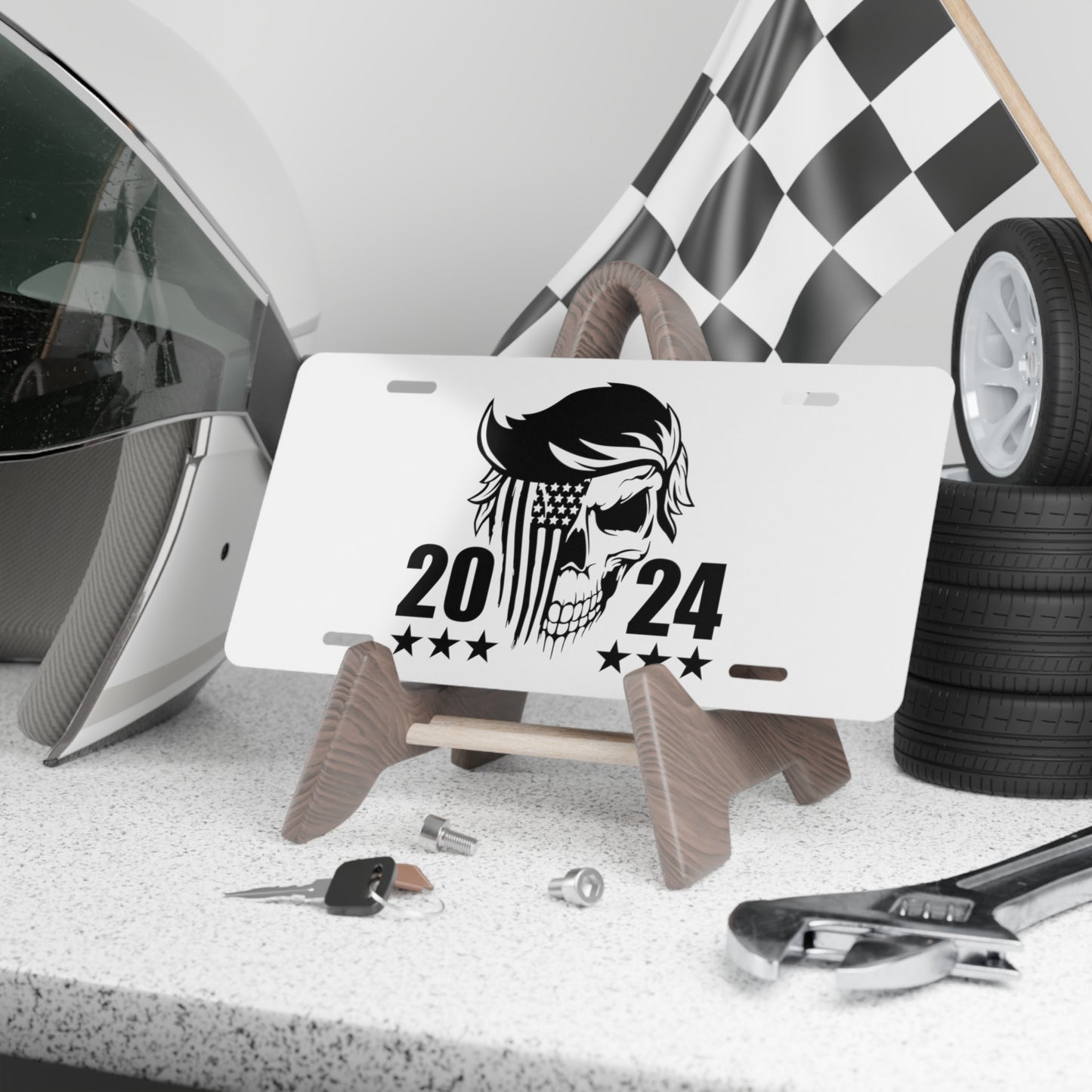Trump Skull 2024 White Vanity Plate