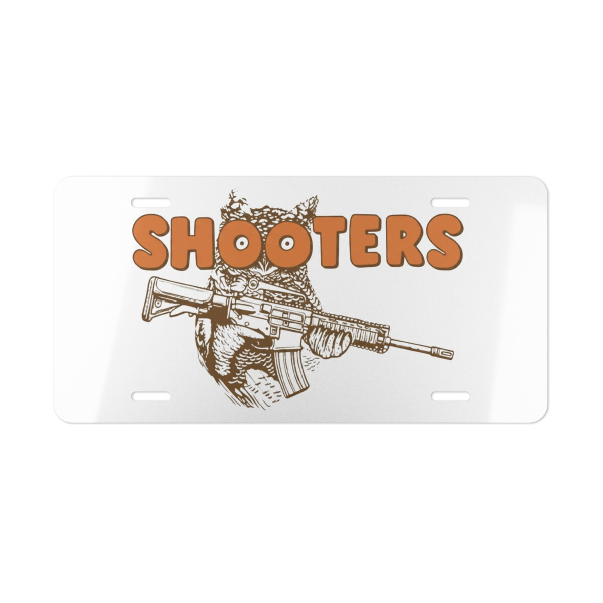 Shooters white aluminum vanity plate