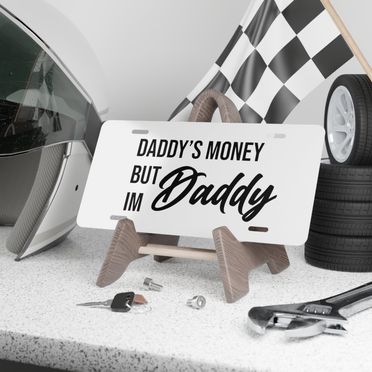 Daddy's Money White Vanity Plate
