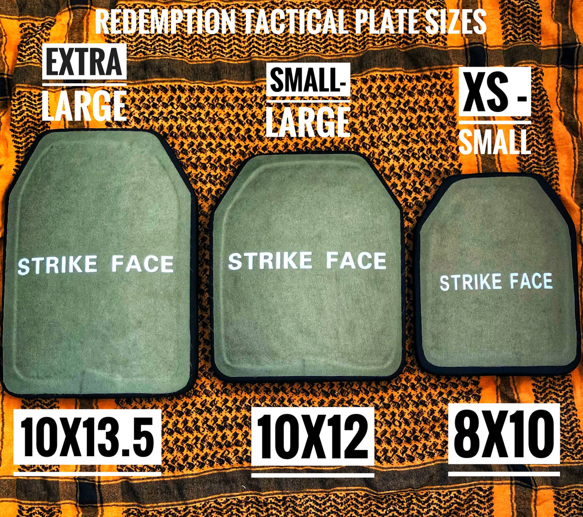Pair of 10x12 Level IV Ceramic PE Plates Ballistic FRONT AND BACK (SIZE SMALL to LARGE) Curved with Shooters Cut