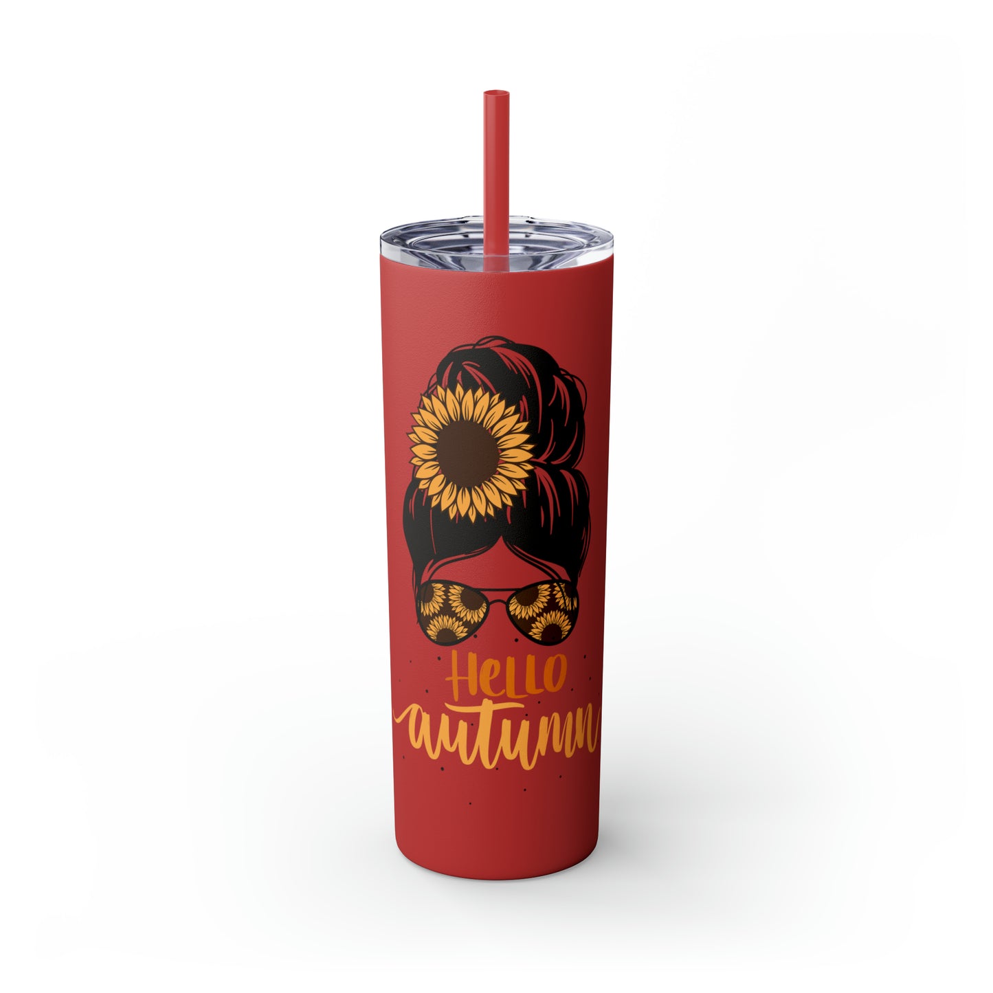 Hello Autumn Skinny Tumbler with Straw, 20oz