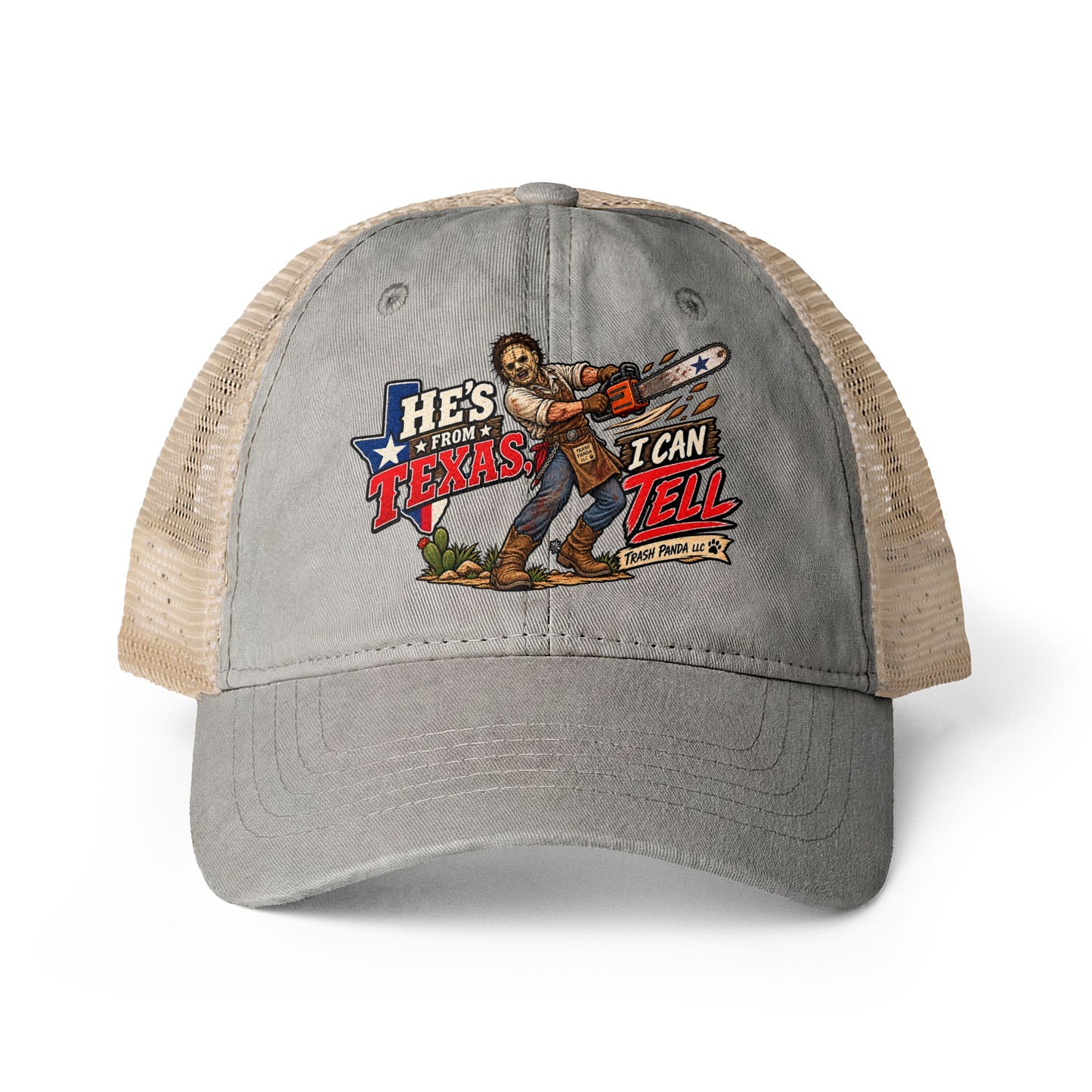 He's From Texas Women's Washed Mesh-Back Ponytail Cap
