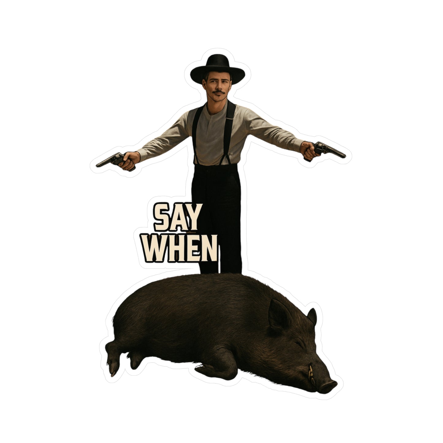 Say When Doc Holiday Wild Boar Vinyl Decal