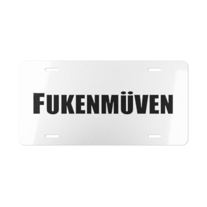 F'n Movin White Vanity Plate