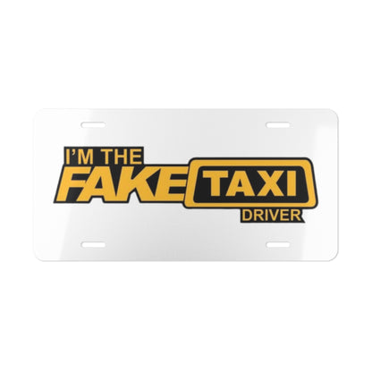 Fake Taxi Driver White Vanity Plate