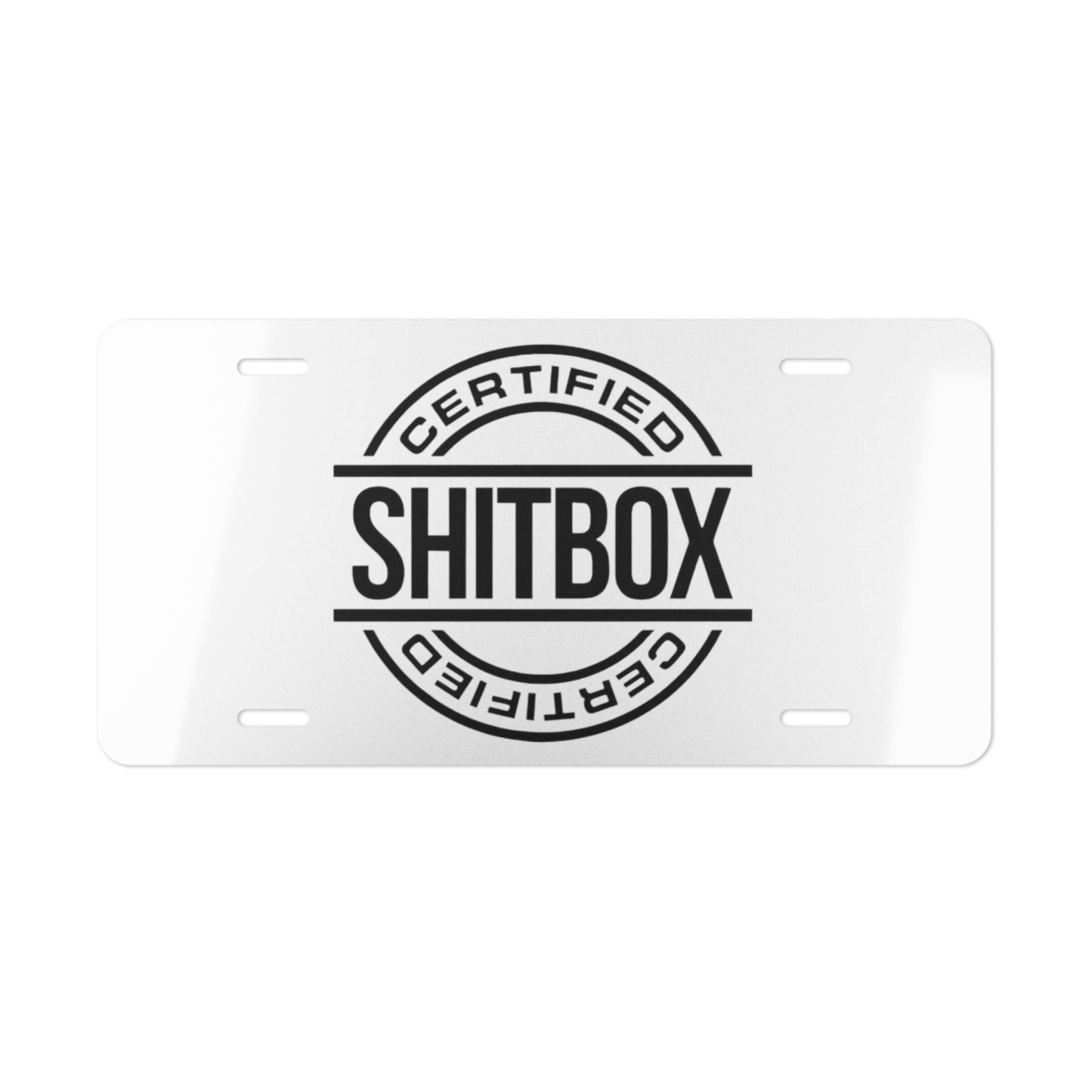 Sh*t Box Certified White Vanity Plate