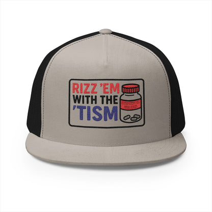 Rizz Em With The Tism (Tynl) 5 Panel Trucker Cap (Embroidery)