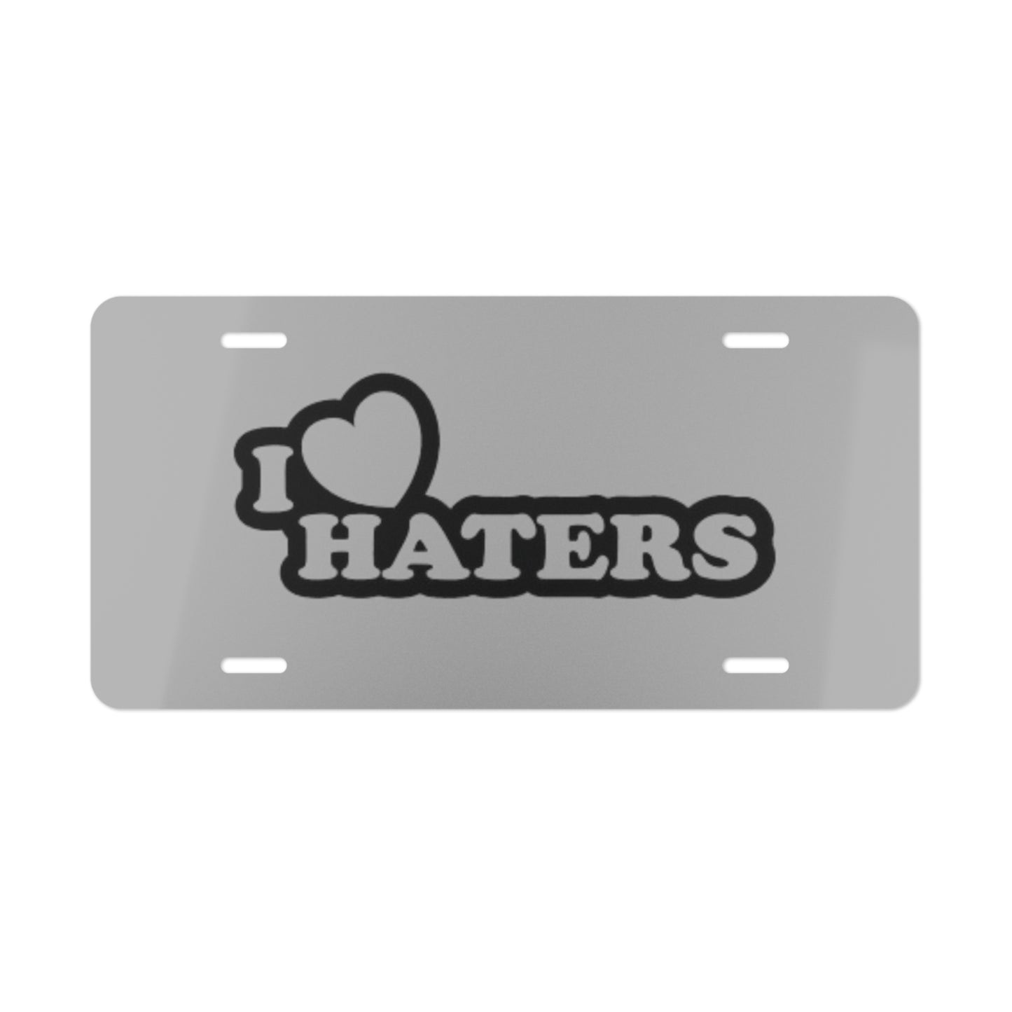 I Heart Haters Grey Vanity Plate