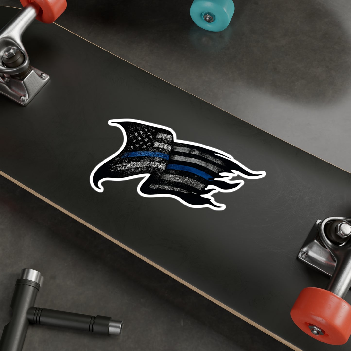 Worn Thin Blue Line Flag Vinyl Decal