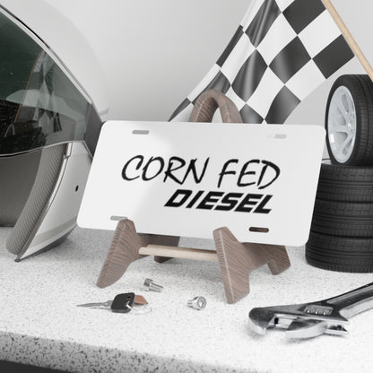 Corn Fed Diesel White Vanity Plate
