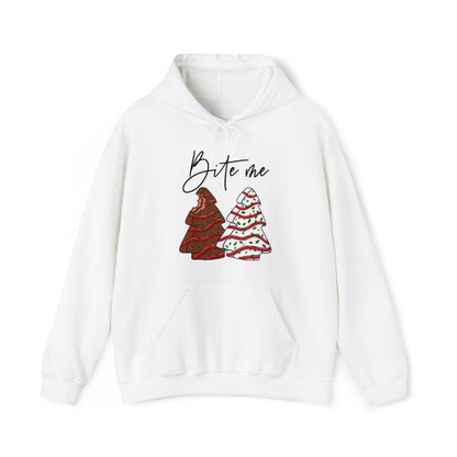 Bite Me Christmas Tree Cake 2.0 Unisex Heavy Blend™ Hooded Sweatshirt