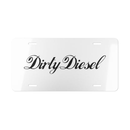 Dirty Diesel White Vanity Plate