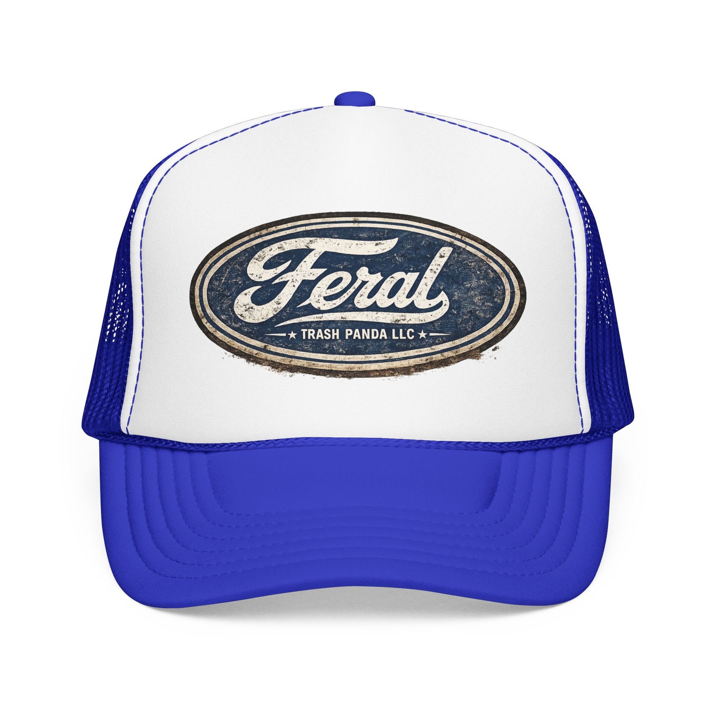 Feral Blue Oval Foam Trucker Hat (Printed)