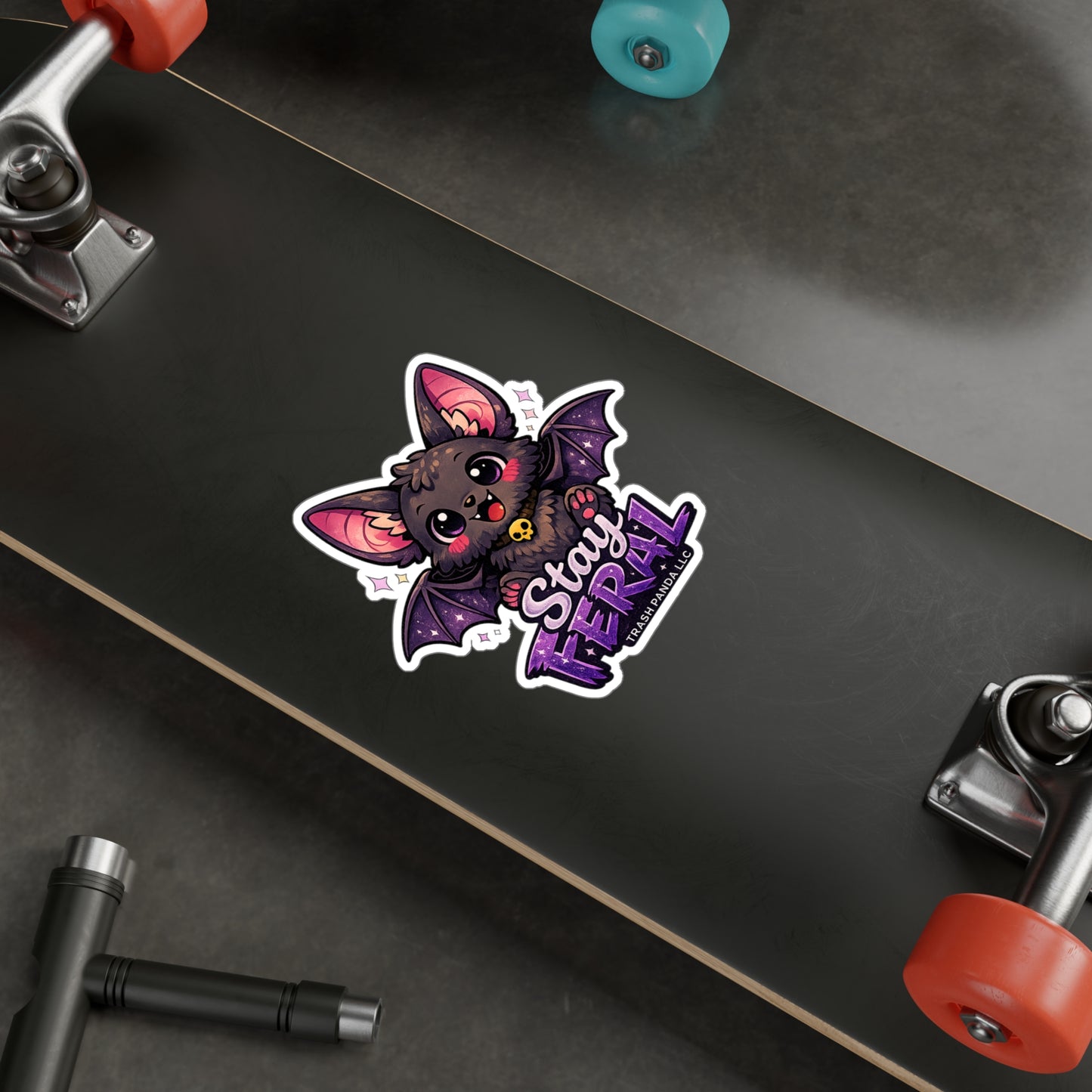 Stay Feral Cute Bat Vinyl Decal