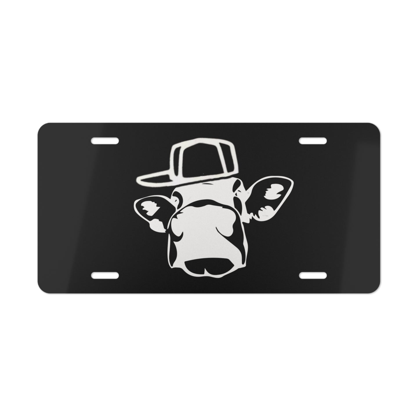 Backward Hat Cow Vanity Plate