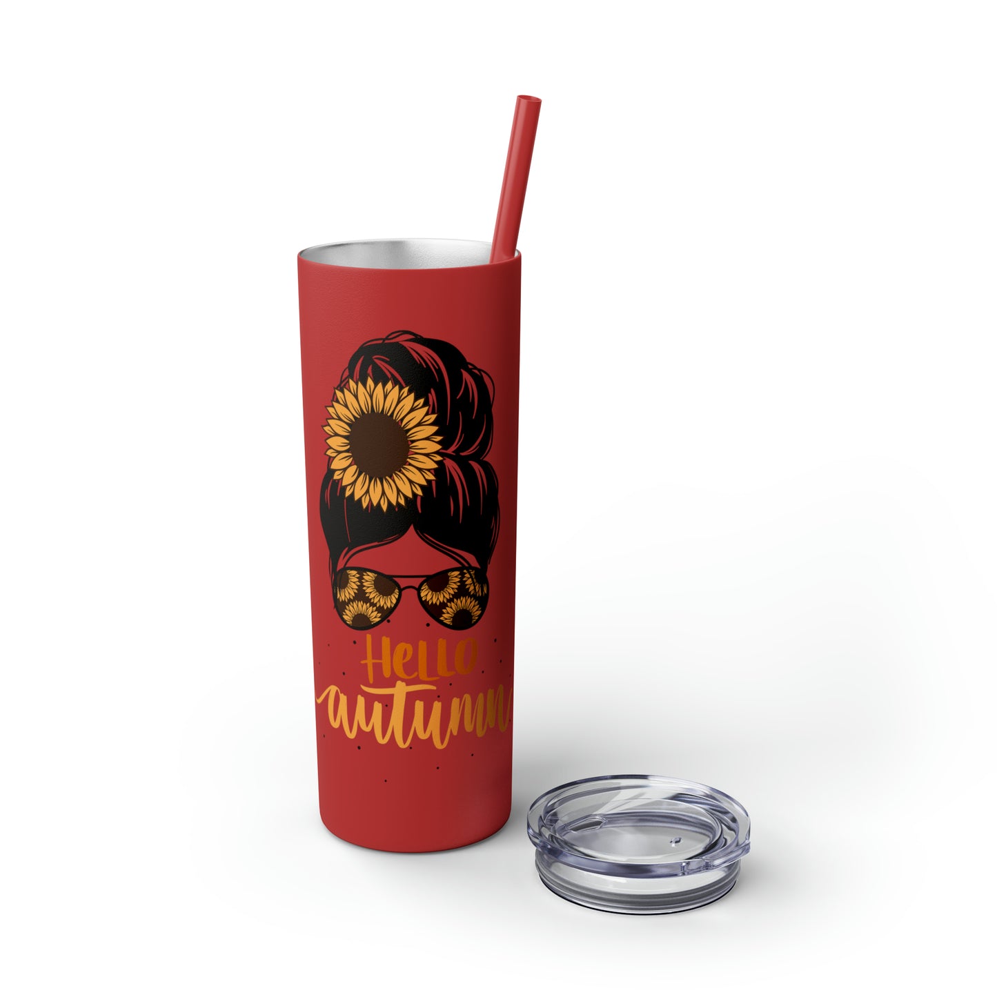 Hello Autumn Skinny Tumbler with Straw, 20oz