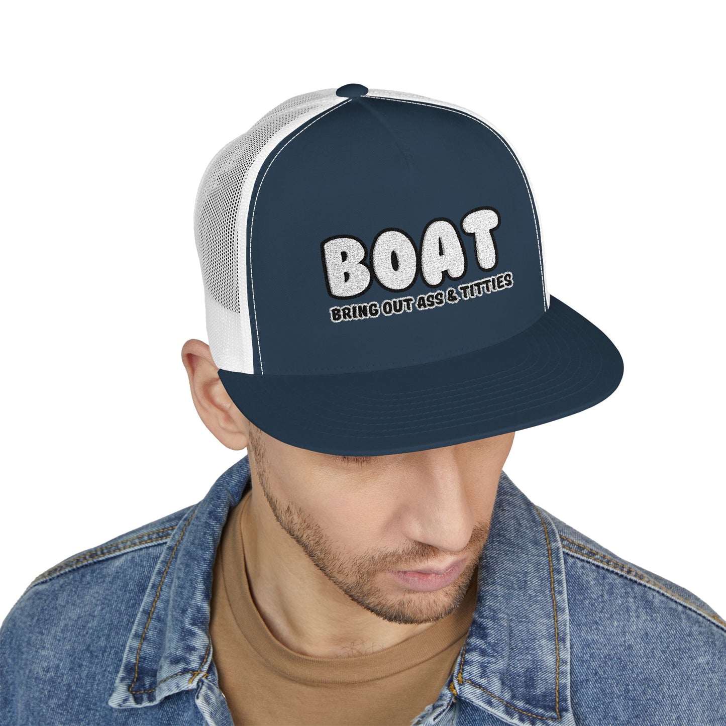BOAT 5 Panel Trucker Cap (Embroidery)