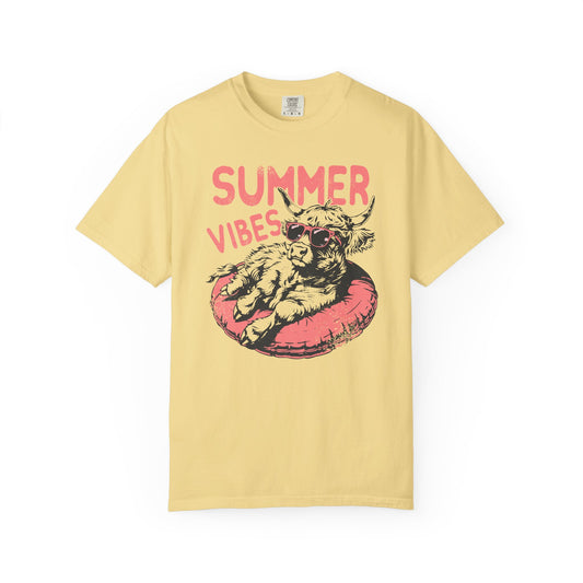 Summer Vibes Highland Cow Comfort Colors T-shirt