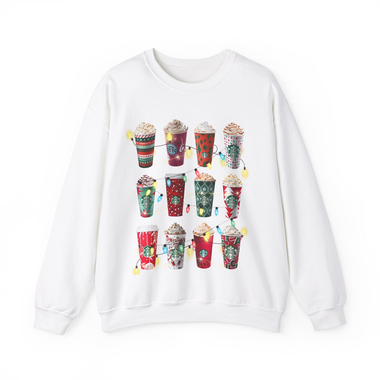 Starbucks Christmas Lights Sweatshirt Unisex Heavy Blend™ Crewneck Sweatshirt