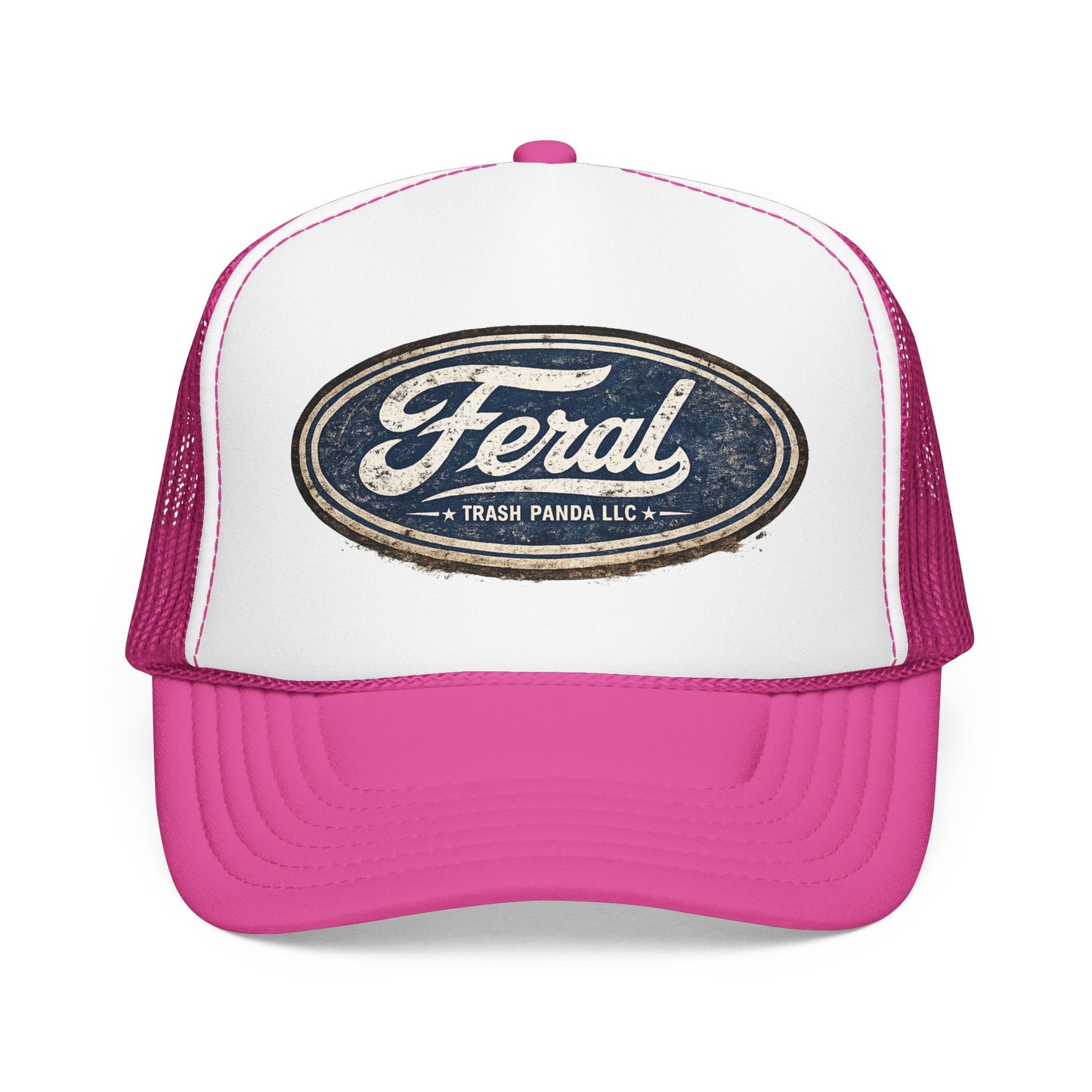 Feral Blue Oval Foam Trucker Hat (Printed)