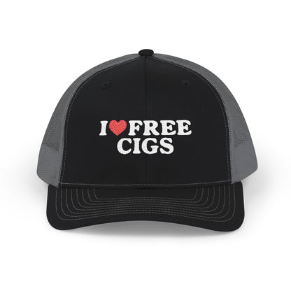 I Heart Free Cigs Richardson 112 Snapback Trucker Cap