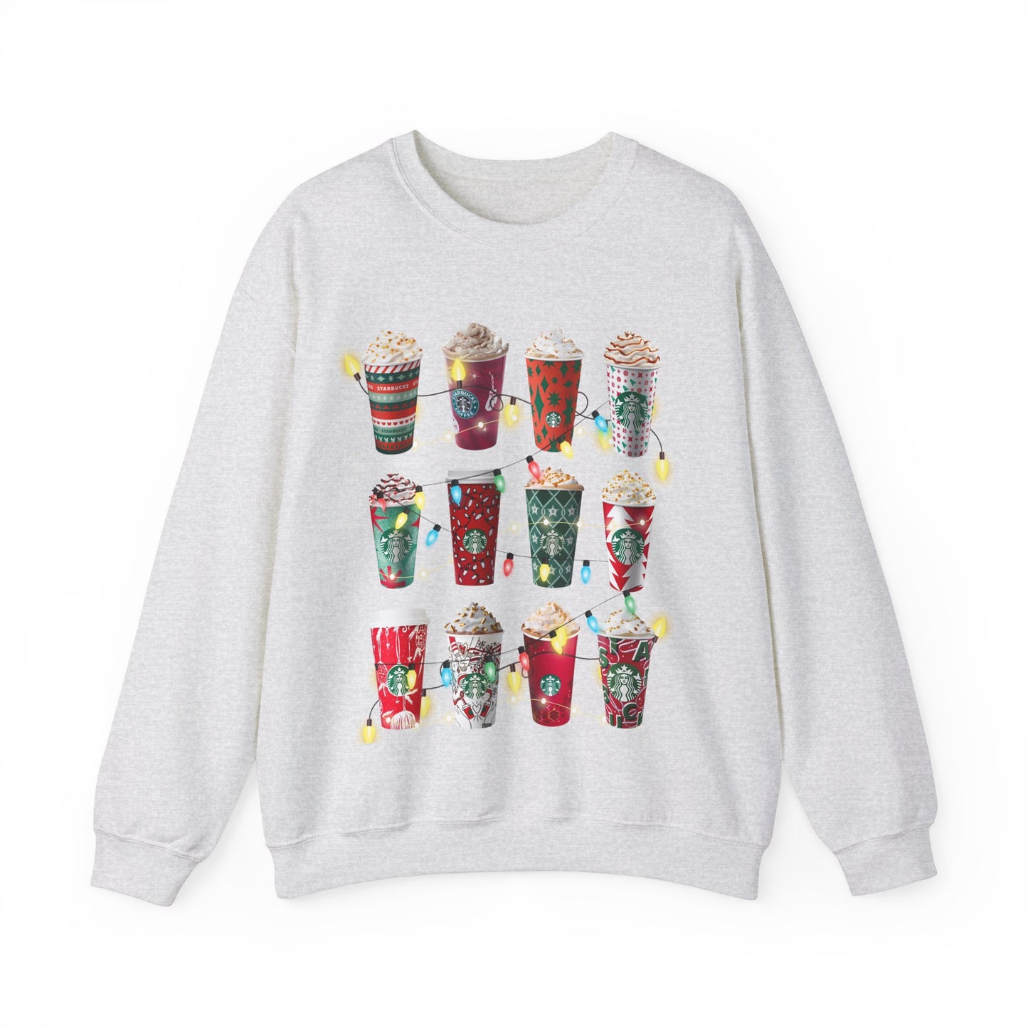 Starbucks Christmas Lights Sweatshirt Unisex Heavy Blend™ Crewneck Sweatshirt