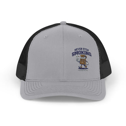 Never Stop Smoking Richardson 112 Snapback Trucker Cap
