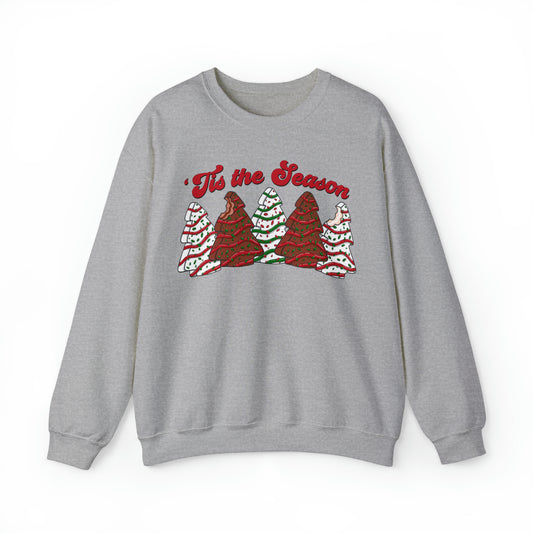 Tis The Season Christmas Tree Cake Sweatshirt Unisex Heavy Blend™ Crewneck Sweatshirt