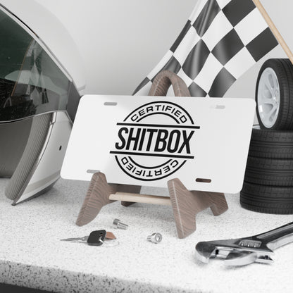 Sh*t Box Certified White Vanity Plate