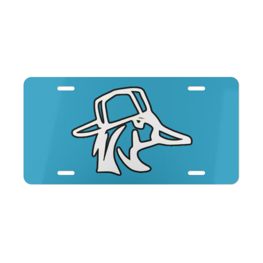 Backward Hat Duck Turquoise Vanity Plate