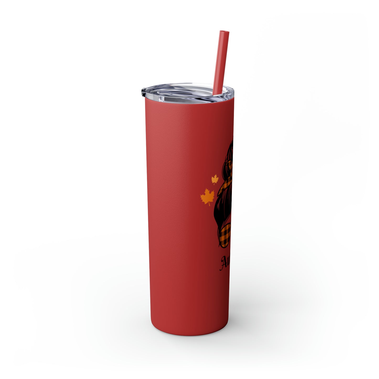 Autumn Mom Skinny Tumbler with Straw, 20oz