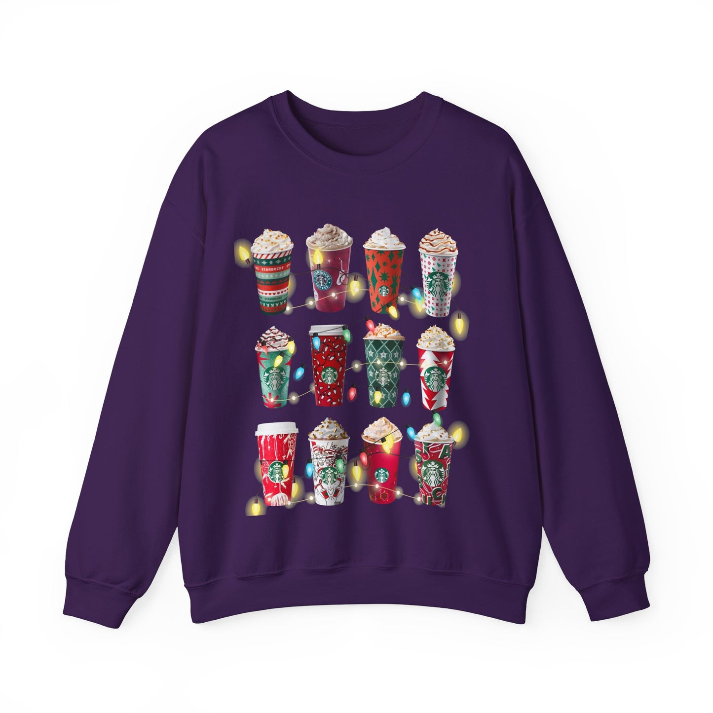 Starbucks Christmas Lights Sweatshirt Unisex Heavy Blend™ Crewneck Sweatshirt