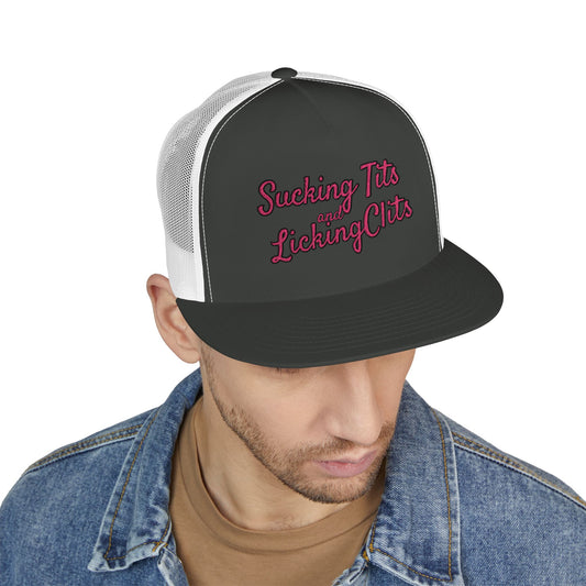 Sucking Ts and Licking Cs (Pink Thread) Panel Trucker Cap (Embroidery)
