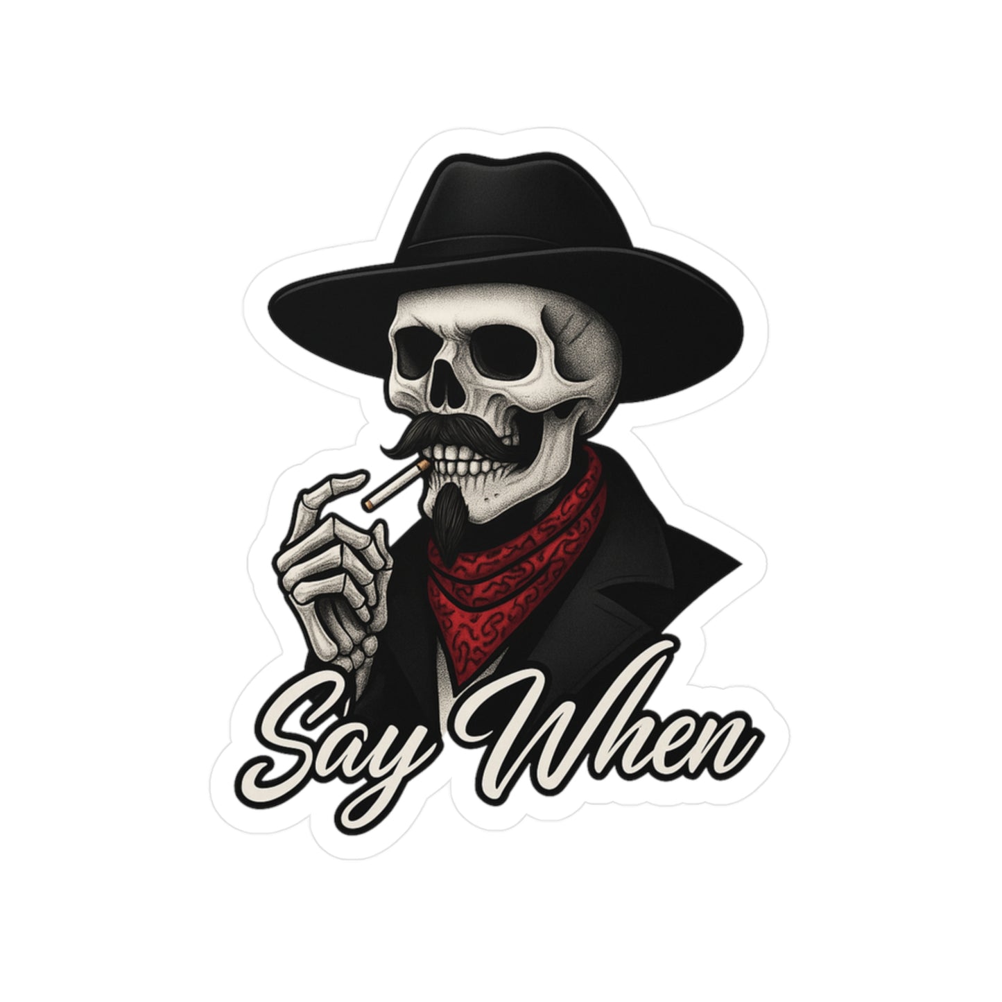 Say When Doc Holiday Skeleton Skull Tombstone Quote Western Vinyl Decal