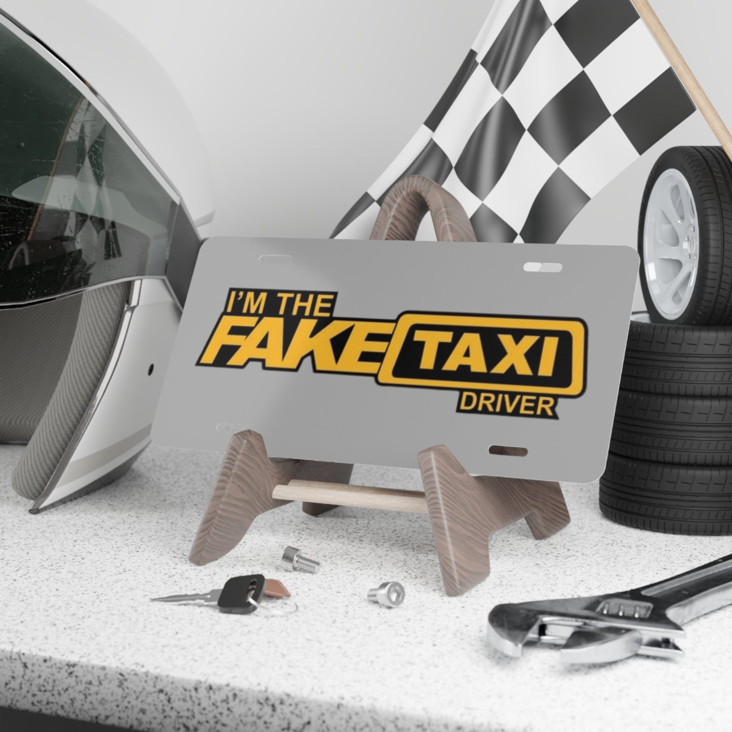 Fake Taxi Driver Grey Vanity Plate