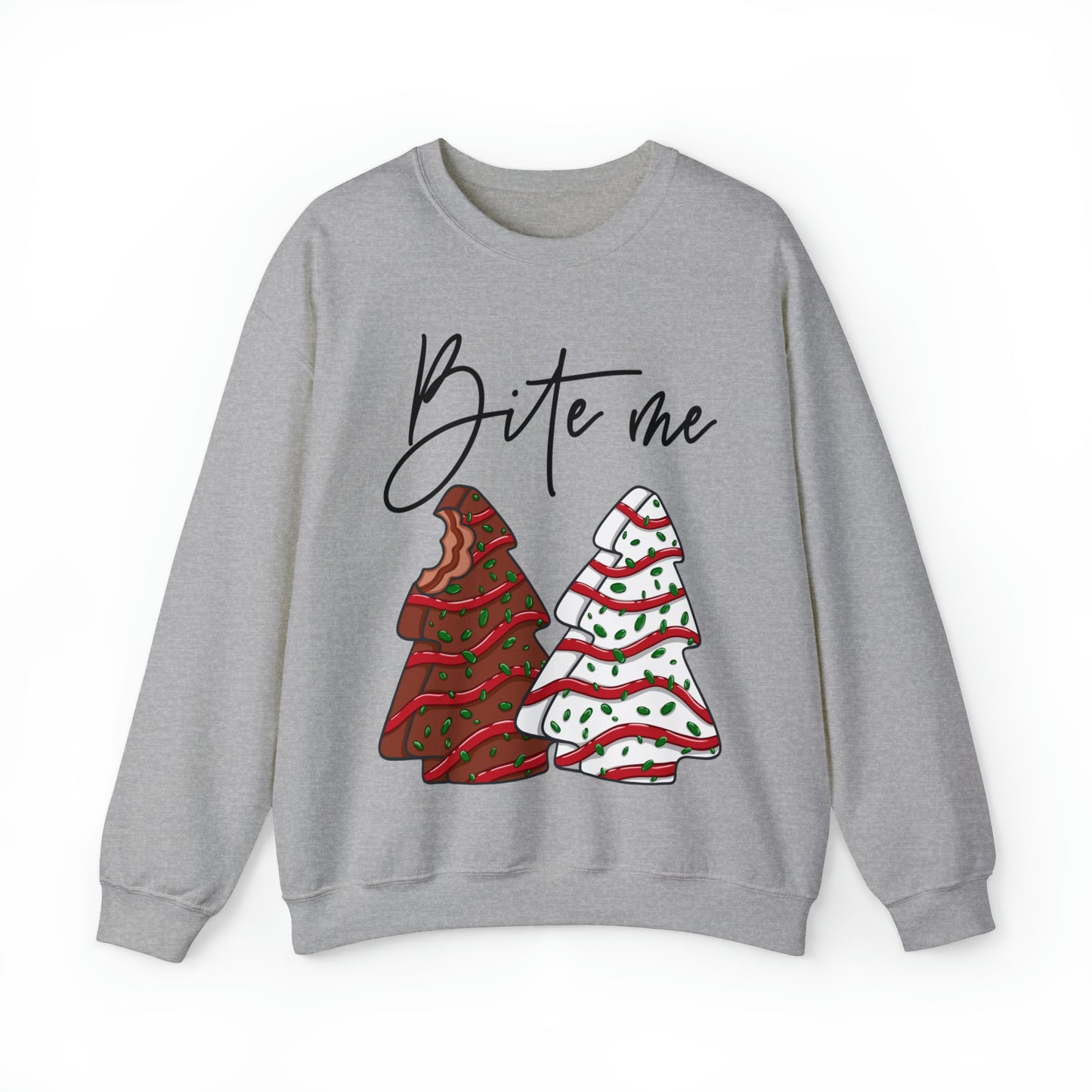 Bite Me Christmas Tree Cake 2.0 Sweatshirt Unisex Heavy Blend™ Crewneck Sweatshirt