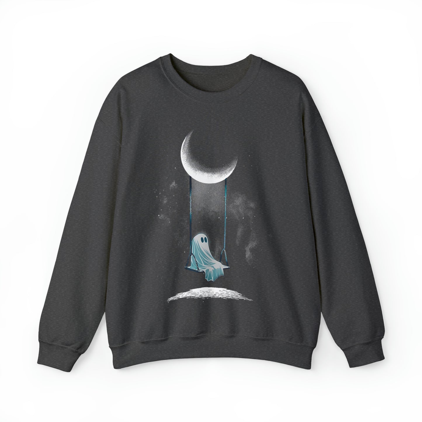 Ghost Swinging Under Moon Unisex Heavy Blend™ Crewneck Sweatshirt