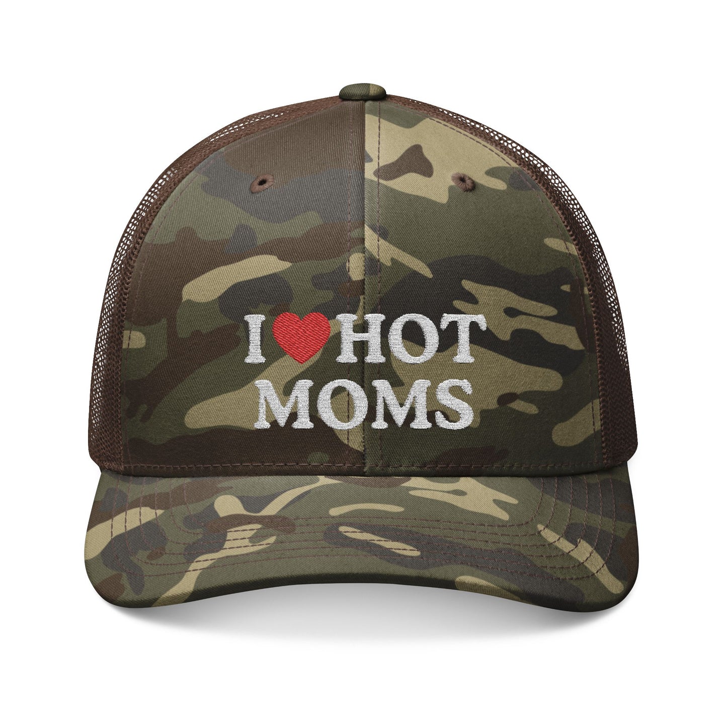 I Heart Hot Moms Camouflage Trucker Hat