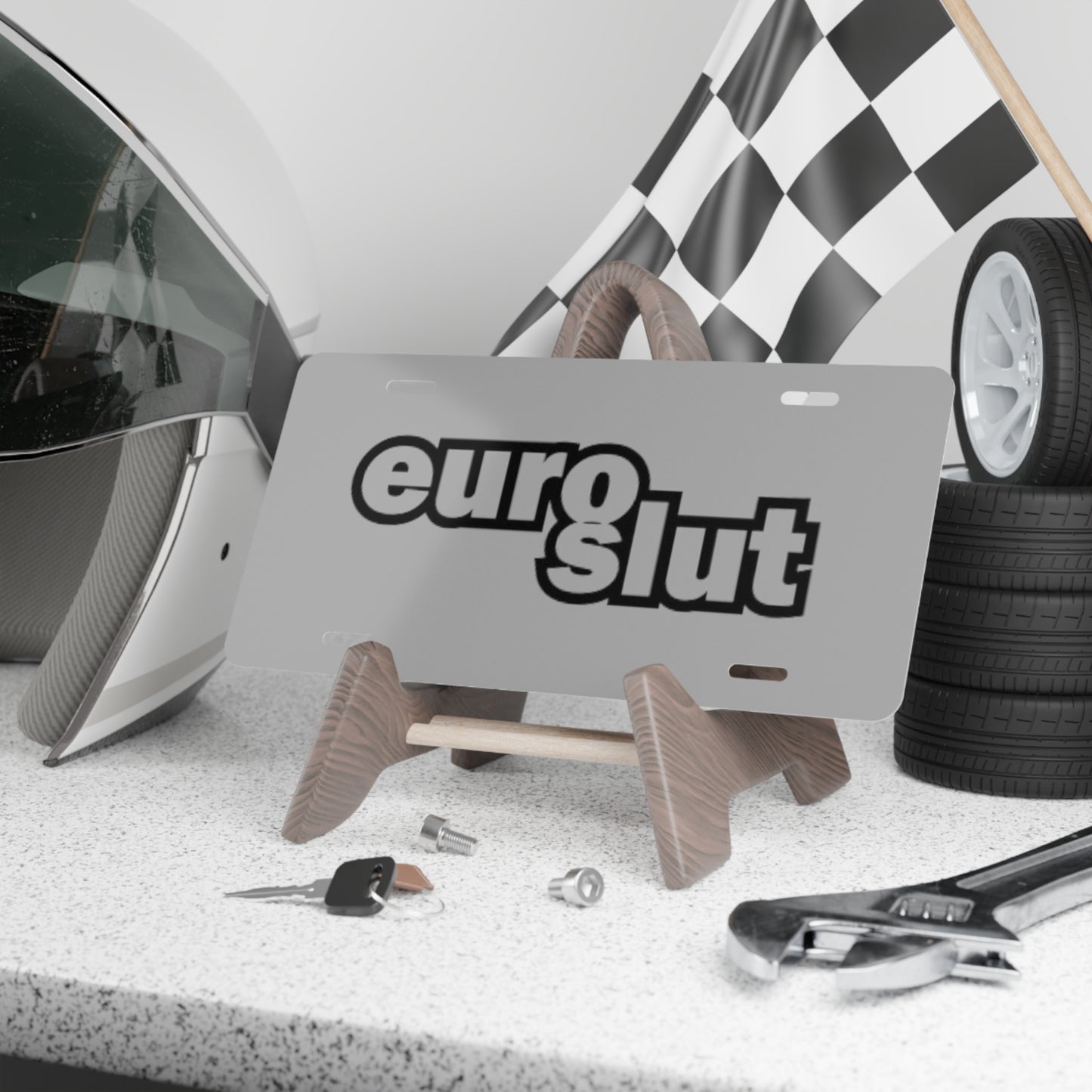 Euro Sl*t Grey Vanity Plate